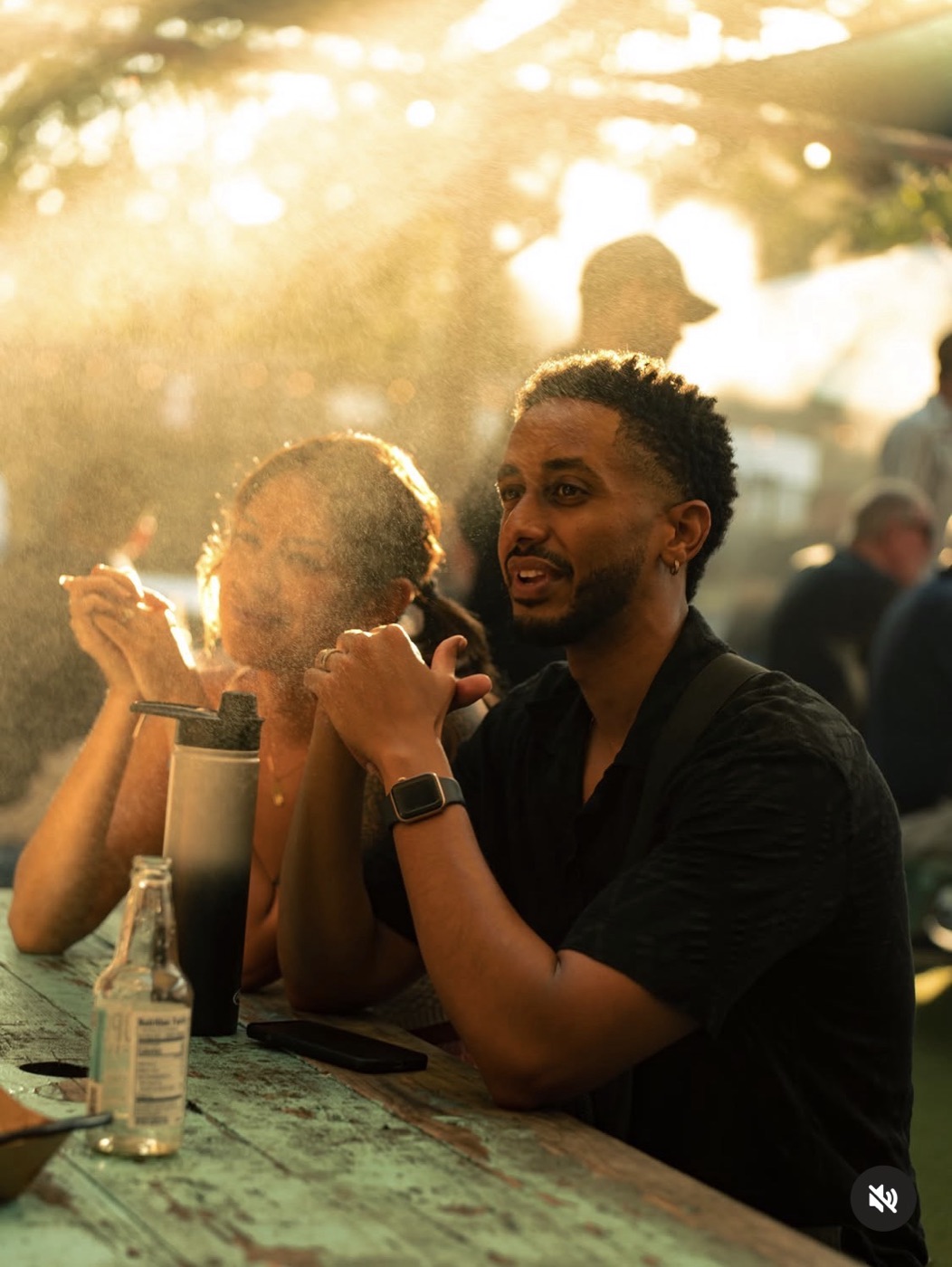 Candid couple laughing