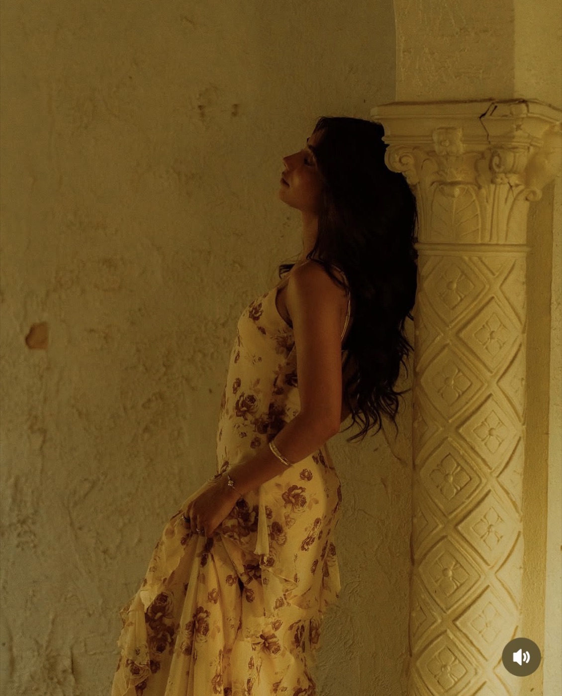 Golden hour portrait in a historic building