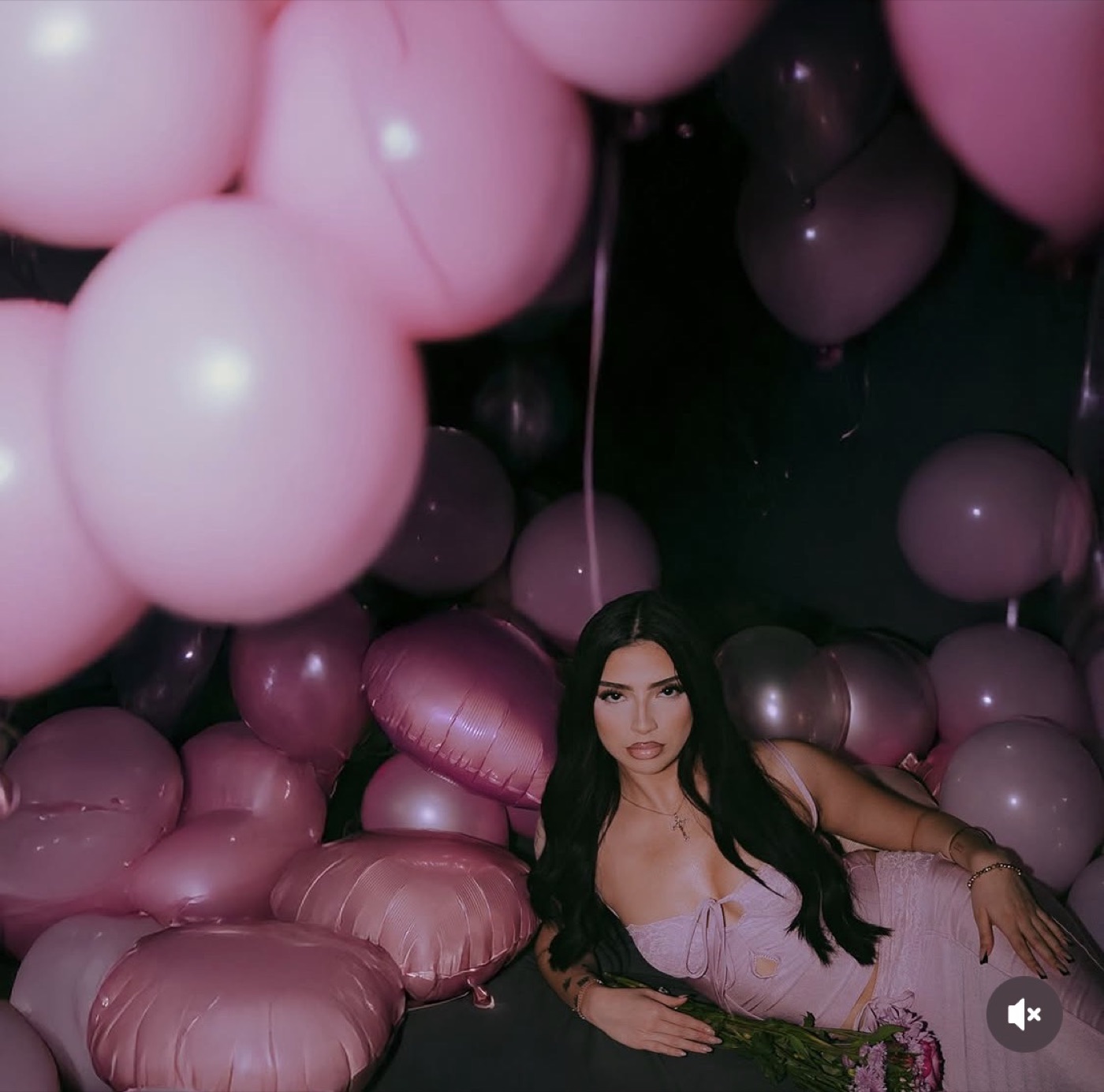 Pink balloon birthday portrait